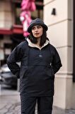 Good Fashion Rahat Kesim Içi Kürklü Kanguru Cep Kadın Yağmurluk Mont