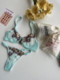 Dantel Blue & Purple Bralet Takımı