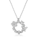 925 Ayar Gümüş Manolya Çiçeği Kelebek Kadın Gümüş Kolye
