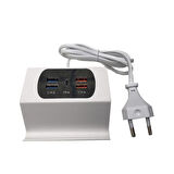 Çoklu usb hızlı şarj adaptörü 4 port usb hızlı şarj +Type C standlı