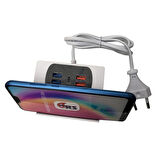 Çoklu usb hızlı şarj adaptörü 4 port usb hızlı şarj +Type C standlı