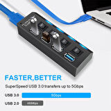 USB 3.0 4 port Hub 5Gbps çoklu USB 3.0 Splitter adaptör güç girişli