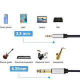 Bilgisayar anfi bağlantı kablosu 3,5mm -6,3mm stereo aux kablosu 5m