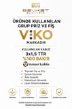 Viko 6'lı Grup Priz 25 Metre Beyaz 3x1,5 Mm Kalın Kablolu Uzatma Kablosu