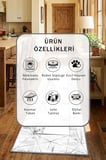 Poligon Benekli Gri Modern Mutfak Halısı Yıkanabilir Kaymaz Su İtici