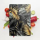 Decovetro Cam Kesme Tahtası Siyah Gold Çiçek Desenli 20x30 Cm