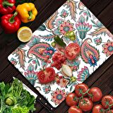Decovetro Cam Kesme Tahtası Karışık Çini Çiçek Desenli 20x30 Cm