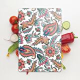 Decovetro Cam Kesme Tahtası Karışık Çini Çiçek Desenli 20x30 Cm