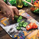 Decovetro Cam Kesme Tahtası Renkli Kedi Desenli 30x40 Cm
