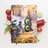 Decovetro Cam Kesme Tahtası Renkli Kedi Desenli 30x40 Cm