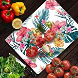 Decovetro Cam Kesme Tahtası Tropikal Çiçek Desenli 30x40 Cm