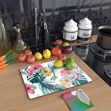 Decovetro Cam Kesme Tahtası Tropikal Çiçek Desenli 30x40 Cm