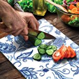 Decovetro Cam Kesme Tahtası Çini Çiçek Desenli 30x40 Cm