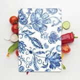 Decovetro Cam Kesme Tahtası Çini Çiçek Desenli 30x40 Cm