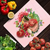 Decovetro Cam Kesme Tahtası Pembe Desenli 30x40 Cm