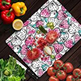 Decovetro Cam Kesme Tahtası Çizgi Çilek Desenli 30x40 Cm