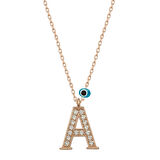 925 Ayar Gümüş Nazar Rose A Harfi Kadın Gümüş Kolye