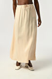 KADIN BELİ LASTİKLİ UZUN BOY DÜZ RENK VİSKON KUMAŞ ETEK