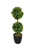 Yapay Ağaç Şimşir Top 2 Toplu 12x40cm Siyah Saksıda 