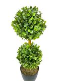 Yapay Ağaç Şimşir Top 2 Toplu 12x40cm Siyah Saksıda 