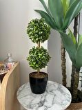 Yapay Ağaç Şimşir Top 2 Toplu 12x40cm Siyah Saksıda 