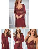 Pierre Cardin 5625 Bordo  Penye 6 Lı Bayan Çeyiz Seti