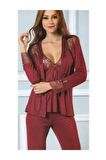 Pierre Cardin 5625 Bordo  Penye 6 Lı Bayan Çeyiz Seti