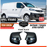 Opel Vivaro 2021 Sonrası Uyumlu Batman Yarasa Ayna Kapağı Piano Black ABS Plastik Sağ Sol Takım