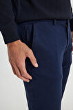 Slim Fit Dar Kesim Pamuklu Esnek Armürlü Yan Cep Pantolon