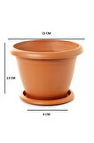 3 Adet 13 Cm Çiçek Saksısı Ve Saksı Altlığı Saksı