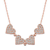 925 Ayar Gümüş Rose Kalpli Açılabilen Yonca Kadın Kolye