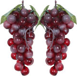 2li Set Yapay Meyve Kırmızı Üzüm Süs Dekoratif Meyve 15CM