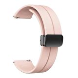 Oppo Watch 46mm 22mm Manyetik Klipsli Silikon Lüx Kordon + Metal Kordon Dönüştürücü