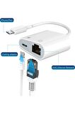 Pmr Lightning Rj45 Ethernet Çevirici 2 In 1  Ethernet ve liğhtning şarj girişi 10/100