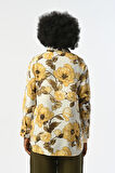 KADIN SARI ÇİÇEK DESENLİ GÖMLEK