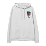 Angry Deer  Baskılı Beyaz Hoodie