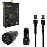 Powerway Telefon Araç Şarj Başlık PD18W Type-C To Type-C CC36