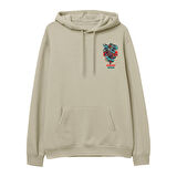 Angry Deer  Baskılı Krem Hoodie