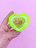Sevimli Kalp Squishy Simli Yumuşacık (7x9 cm) Kalp Sukuşi - Yeşil