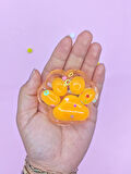 Işıklı Şeffaf Pati Squishy Pullu Yumuşacık 6 cm Pati Sukuşi - Turuncu