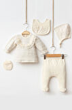 Lotus Kız Bebek Krem Dantel Yaka Detaylı Sim İpli 5'li Set