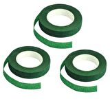 3lü Set Çiçekçi Bandı Yeşil Renk Yapay Çiçek Latex Köpük Çiçek Sapı Sarma Yeşil Bant 30metre 