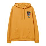 Angry Deer Baskılı  Hoodie-Portakal