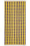 SARI MOR RENGİ KARELİ DESEN EL DOKUMA VİNTAGE KİLİM