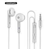 Wodimark AUX Kablolu Kulaklık – Mikrofonlu & Kumandalı BEYAZ - GÜMÜŞ