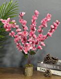 Yapay Çiçek Ahşap Kütük Saksılı Pembe Bahardalı Palmiye Ağacı Salon Bitkisi 50cm