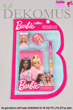 DEKOMUS İLE YENİ SEZON LİSANSLI BARBIE 4'LÜ KIRTASİYE SETİ NOT DEFTERİ,GEÇMELİ KURŞUN KALEM,SİLGİ VE KALEMTRAŞ SETİ