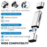 Lunatic 4858 Type C Usb Kart Okuyucu Micro Sd Card Reader Çevirici Dönüştürücü Adaptör Hepsi Bir Arada USB 3.0 Akıllı Kart Okuyucu Yüksek Hızlı TF Mikro SD Kart Okuyucu OTG C Tipi Hafıza Kartı Okuyucu Mikro USB SD Adaptörü