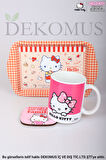 DEKOMUS İLE LİSANSLI HELLO KITTY PORSELEN KUPA,METAL TEPSİ VE BARDAK ALTLIĞI SETİ