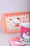 DEKOMUS İLE LİSANSLI HELLO KITTY PORSELEN KUPA,METAL TEPSİ VE BARDAK ALTLIĞI SETİ